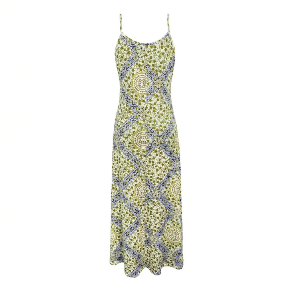 Printed Strapless Backless Maxi Dress for Women, V-Neck