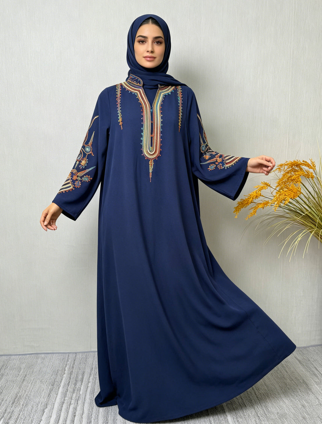 Embroidered Robe Dress