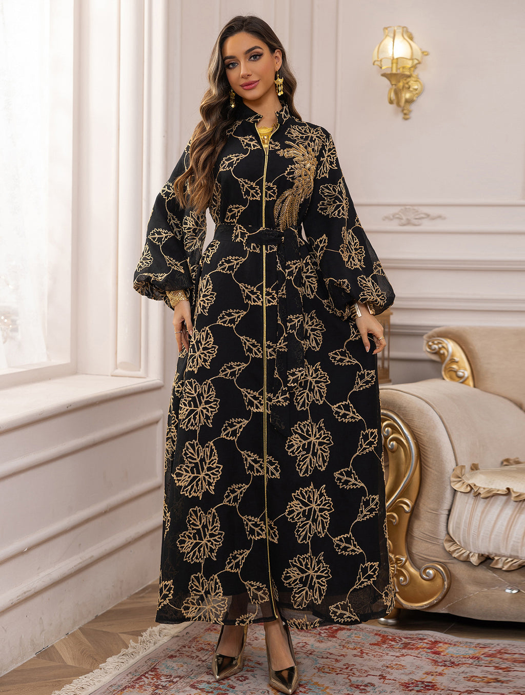 Embroidered Jalabiya Evening Gown