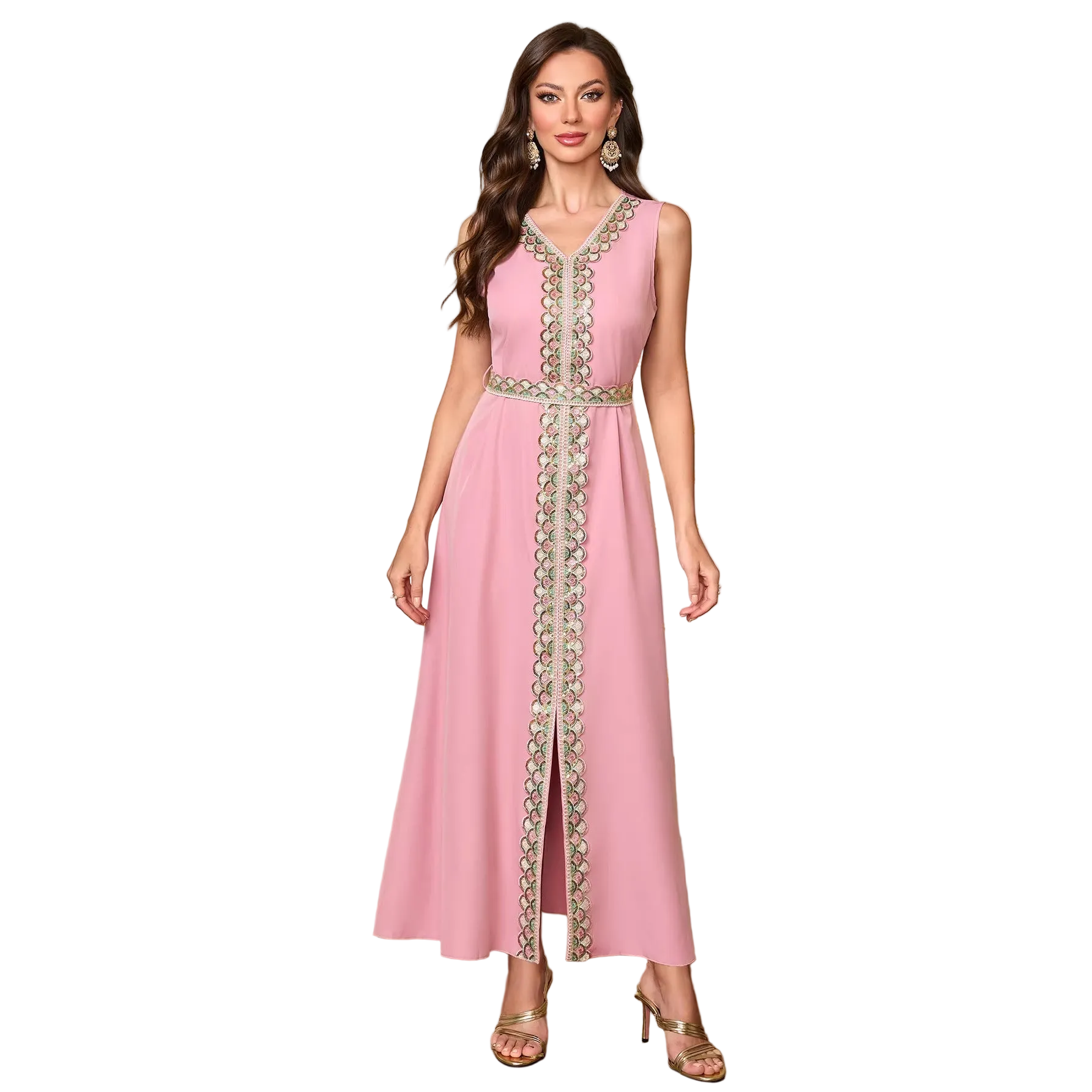 Two-Layer Cardigan Maxi Dress for women with long sleeves Main image