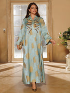 Embroidered V-Neck Maxi Dress