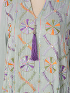V-Neck Tassel Long-Sleeve Maxi Dress