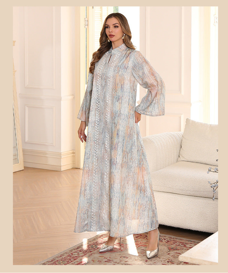 Printed Ethnic Robe Maxi Dress