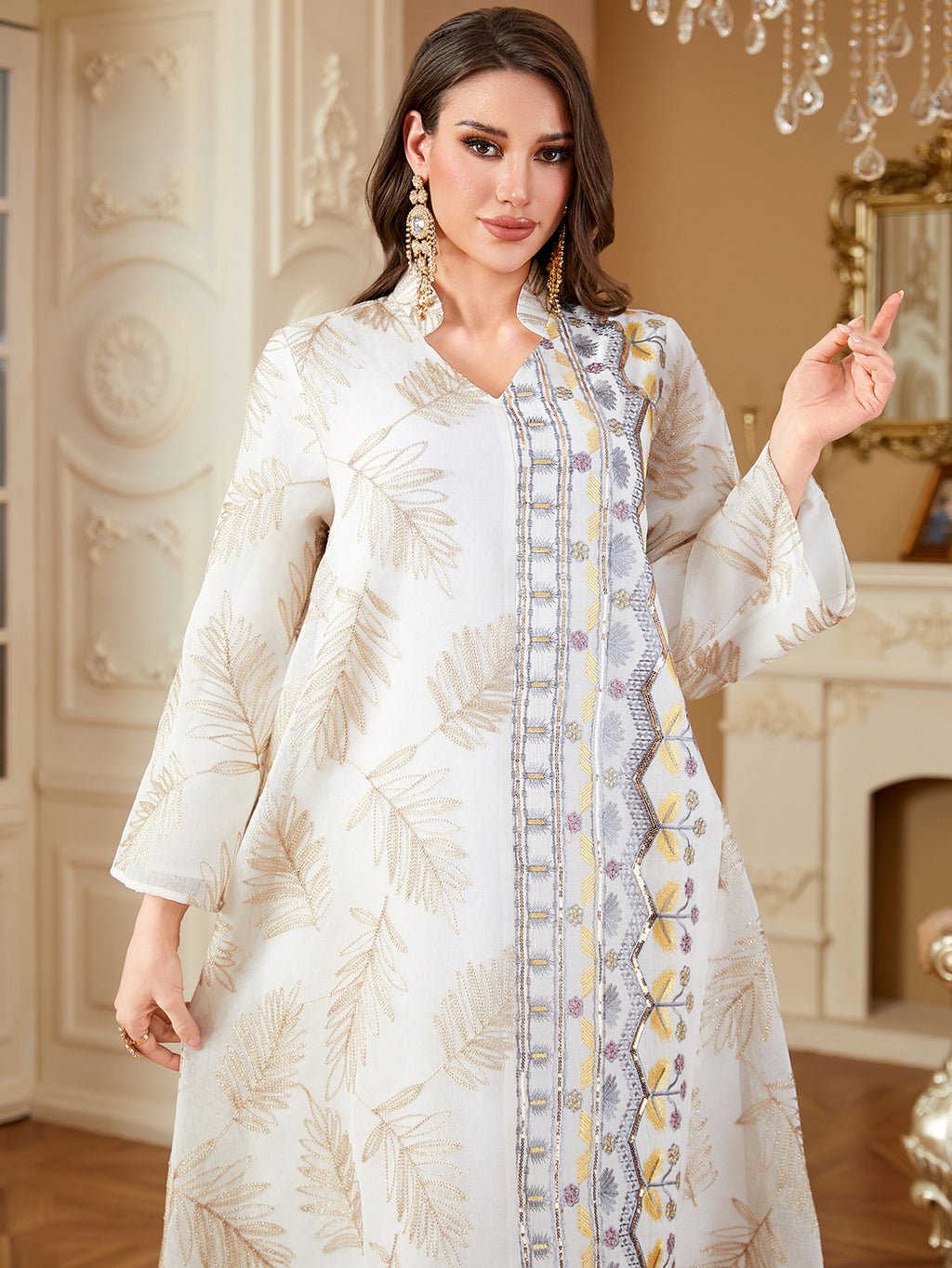 White Embroidered Robe Maxi Dress