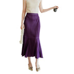 Pleated A-Line Fishtail Maxi Skirt for Women, One Size