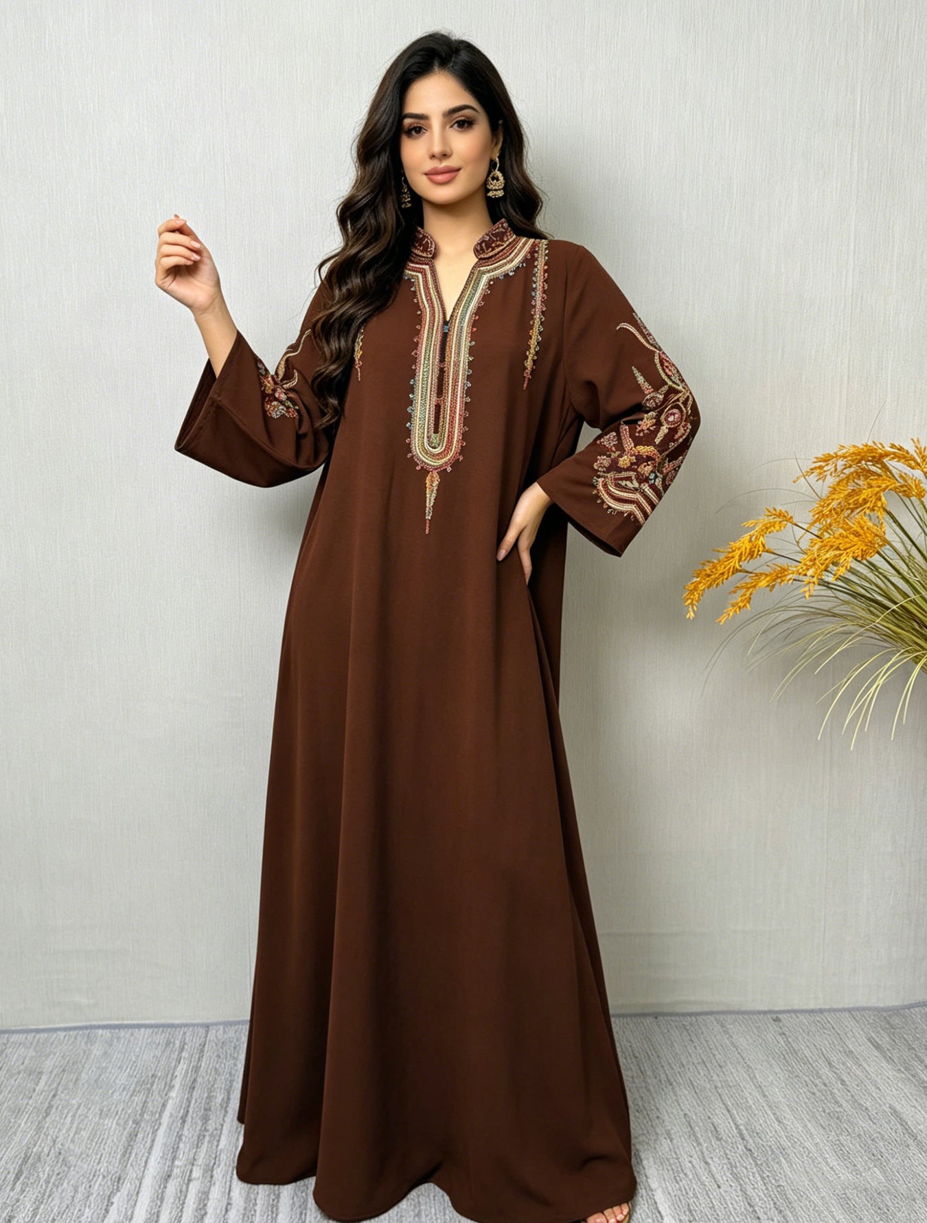 Embroidered Robe Dress