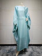 Shiny Satin Belted Maxi Dress