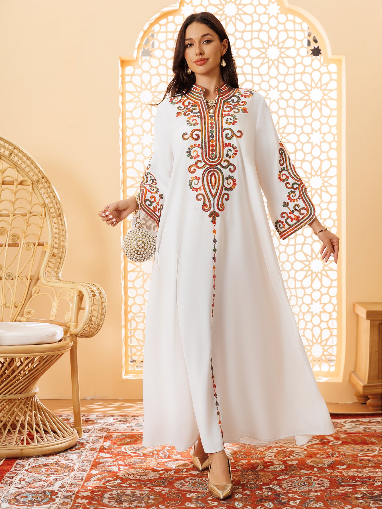 Embroidered Pullover Maxi Dress
