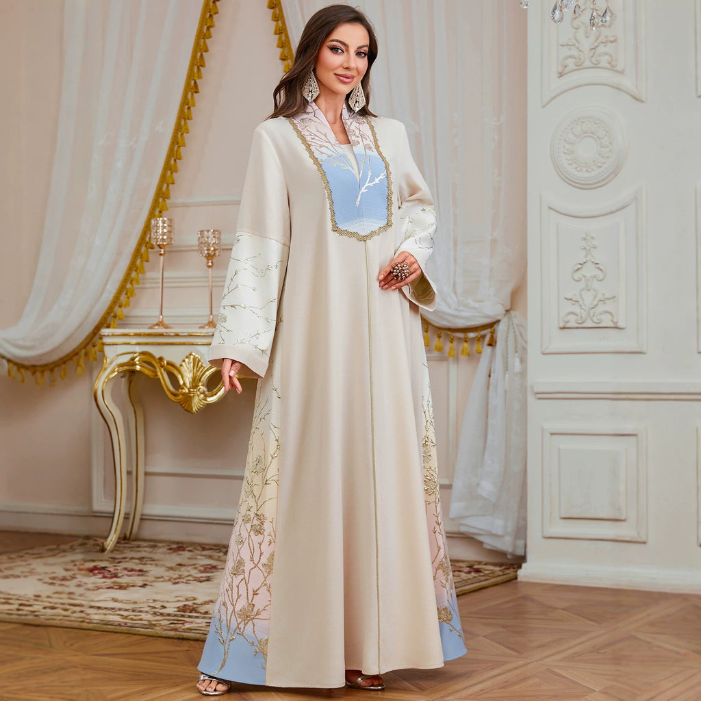 Floral Robe Long-Sleeve Maxi Dress