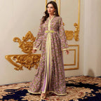 Purple Color-Block Maxi Dress