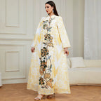 Floral Appliqué Long-Sleeve Maxi Dress