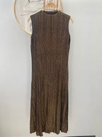 Pleated Shiny Satin Maxi Dress for Women, Sleeveless A-Line