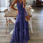 Floral Print Sleeveless V-Neck Maxi Dress