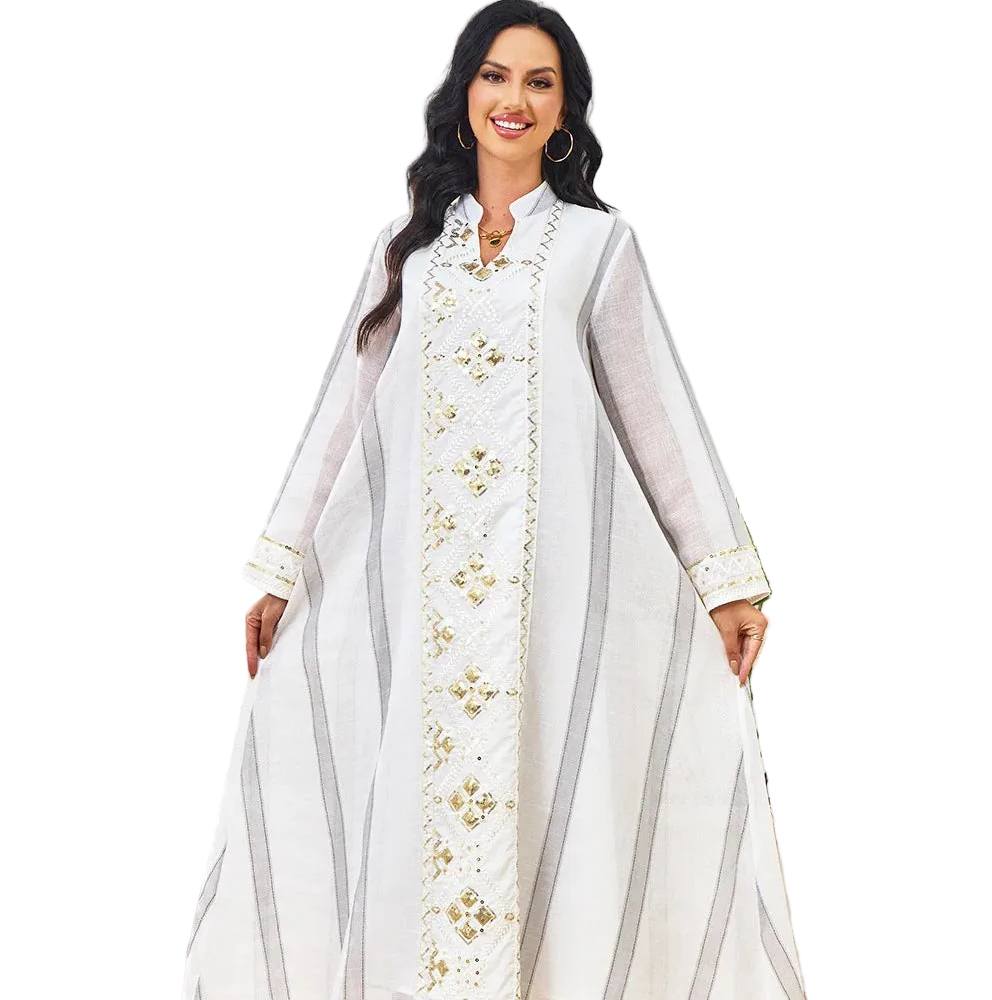 Embroidered Long-Sleeve Maxi Dress for women with long sleeves