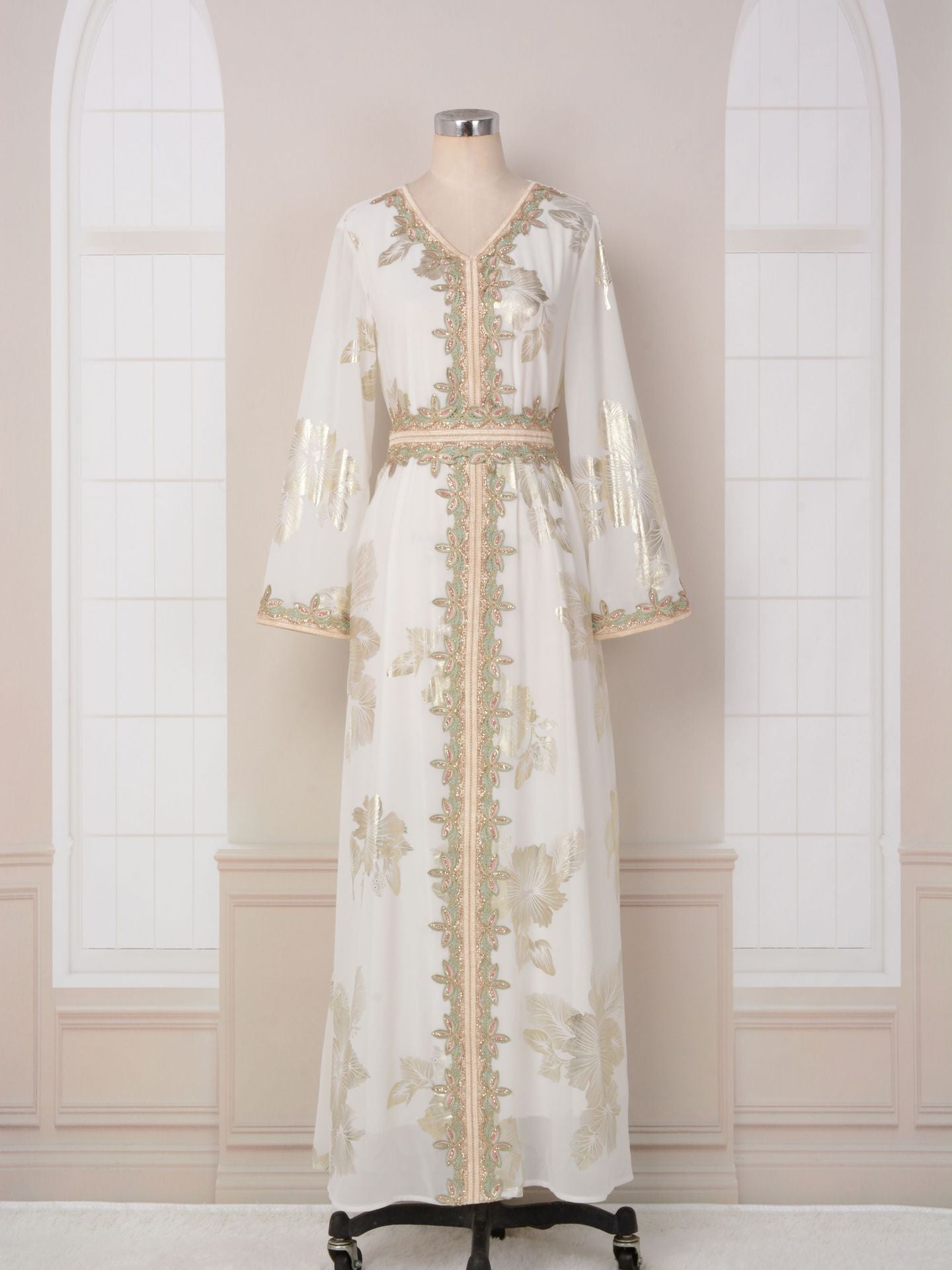 V-neck long sleeved dress