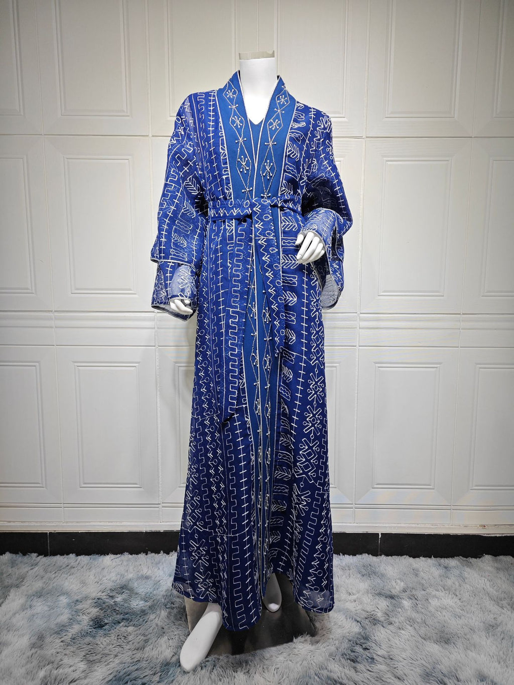 Mesh Embroidery Two-Piece Maxi Dress