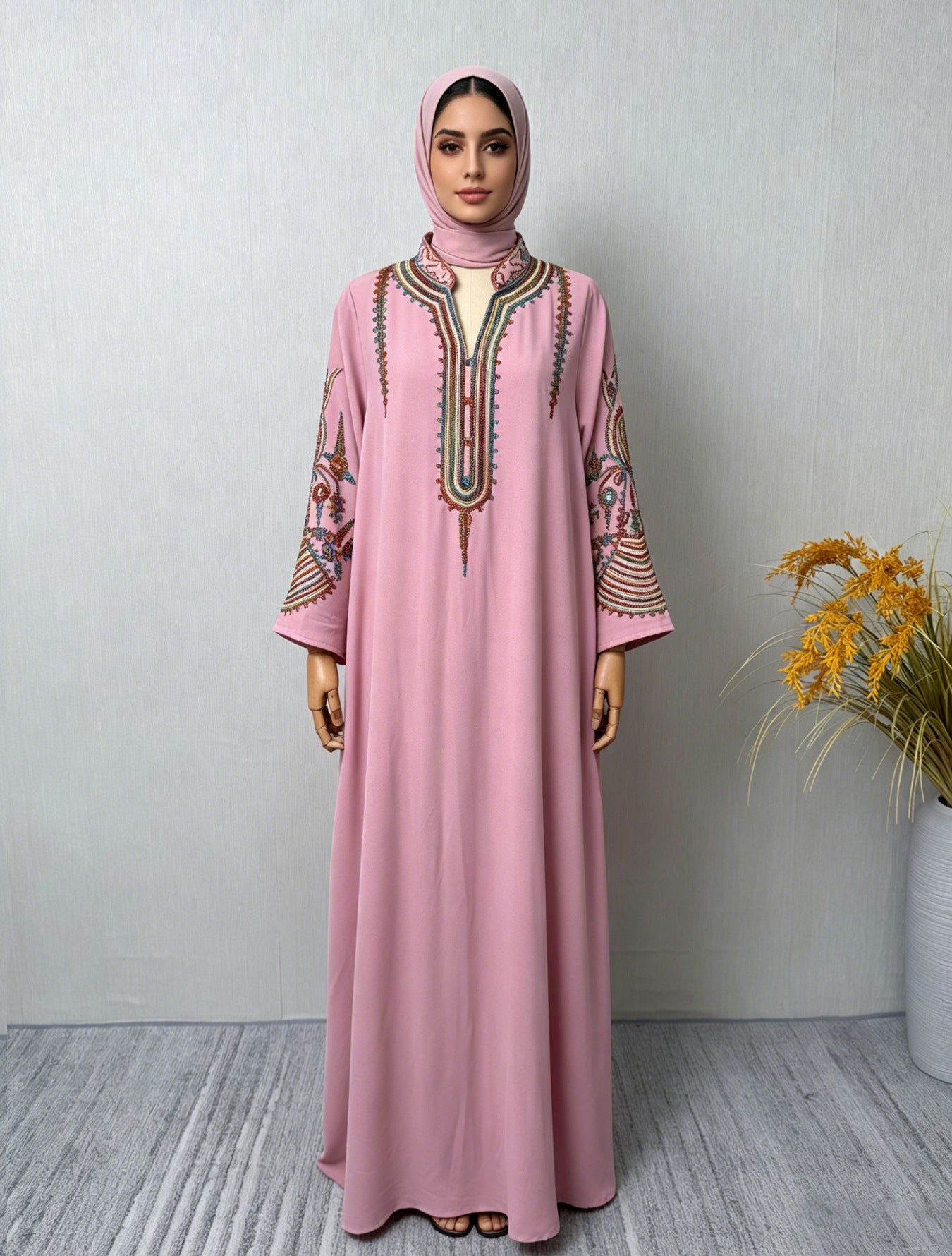 Embroidered Robe Dress