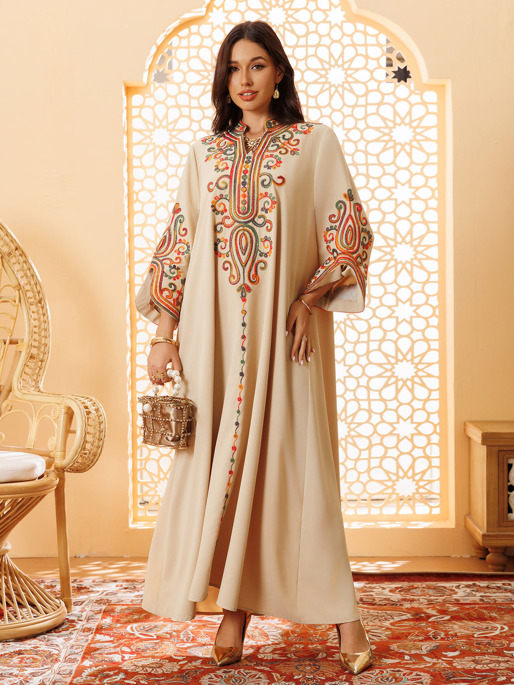 Embroidered Pullover Maxi Dress