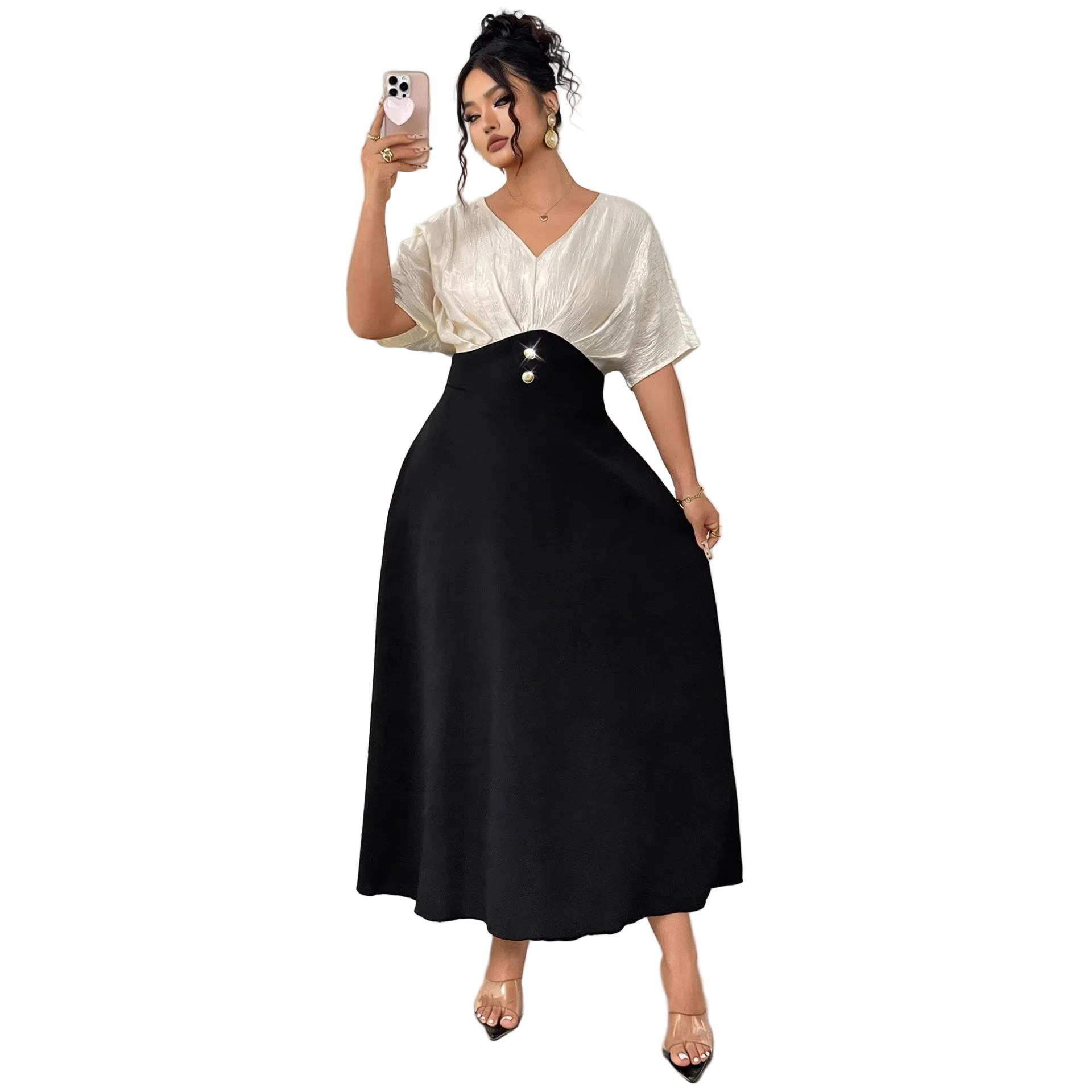 Plus-Size Metallic Color-Block Dress for women