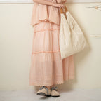 Pleated Lace Maxi Skirt for Women, One Size