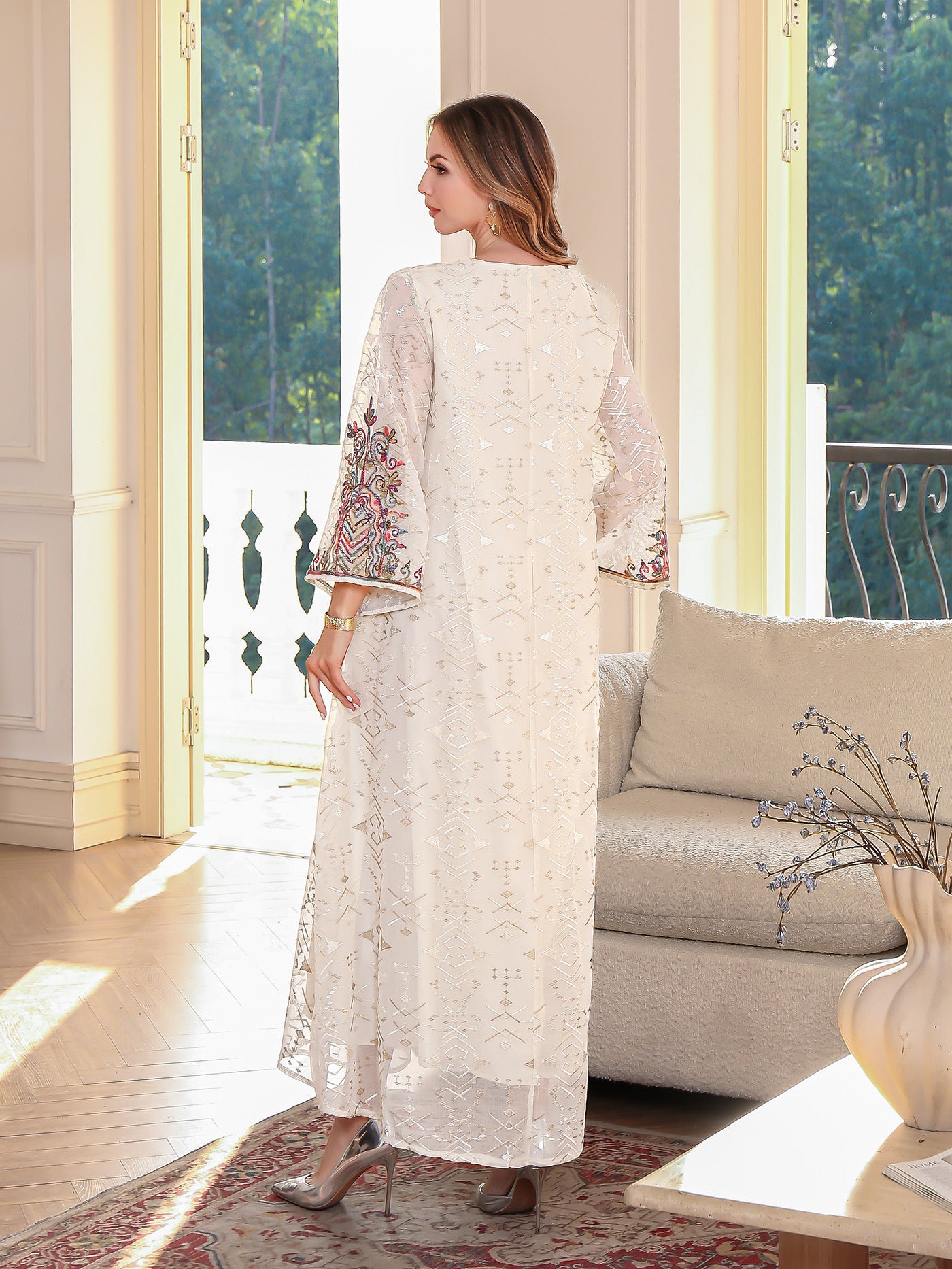Embroidered Ethnic Robe Maxi Dress