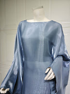 Shiny Satin Belted Maxi Dress
