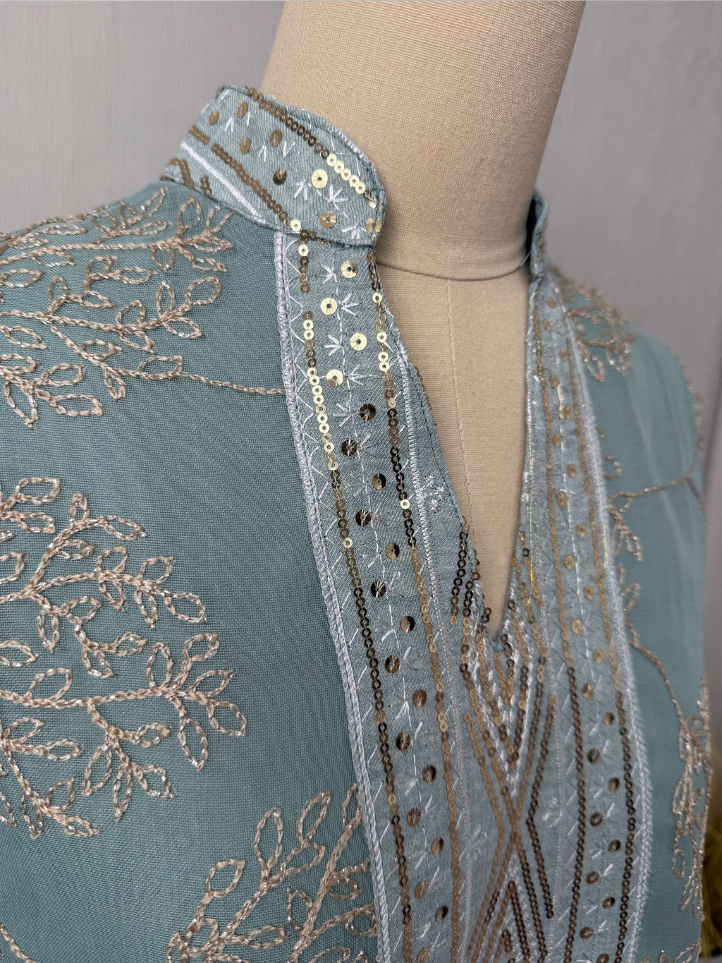 Long-Sleeve Embroidered Floral Maxi Dress
