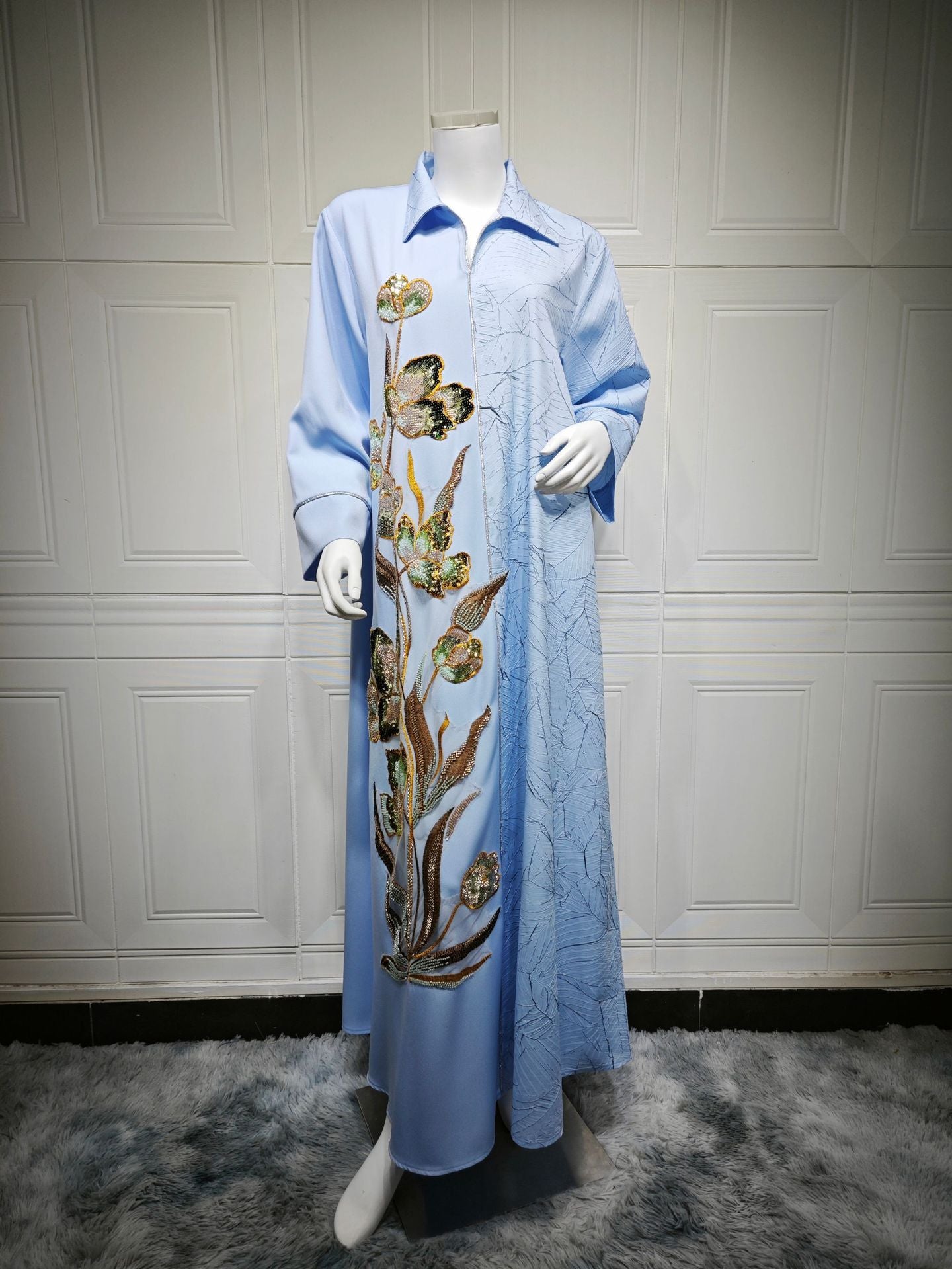Sequin Embroidered Floral Maxi Dress
