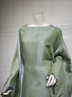 Shiny Satin Belted Maxi Dress