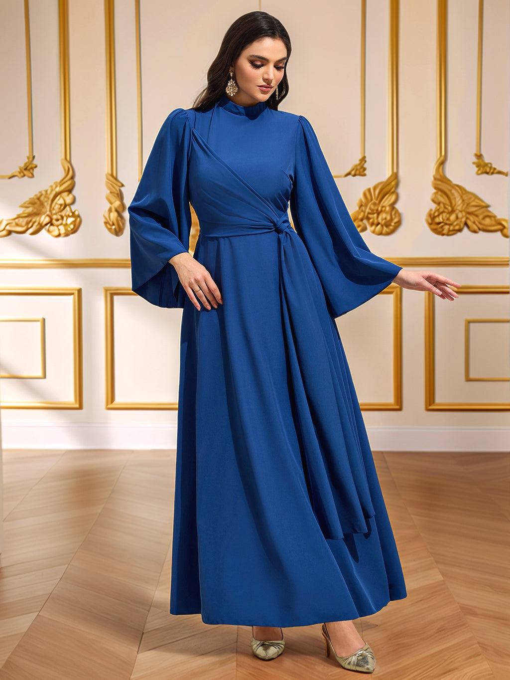 Cyan Blue Stretch Maxi Dress