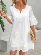 White Eyelet Midi Dress