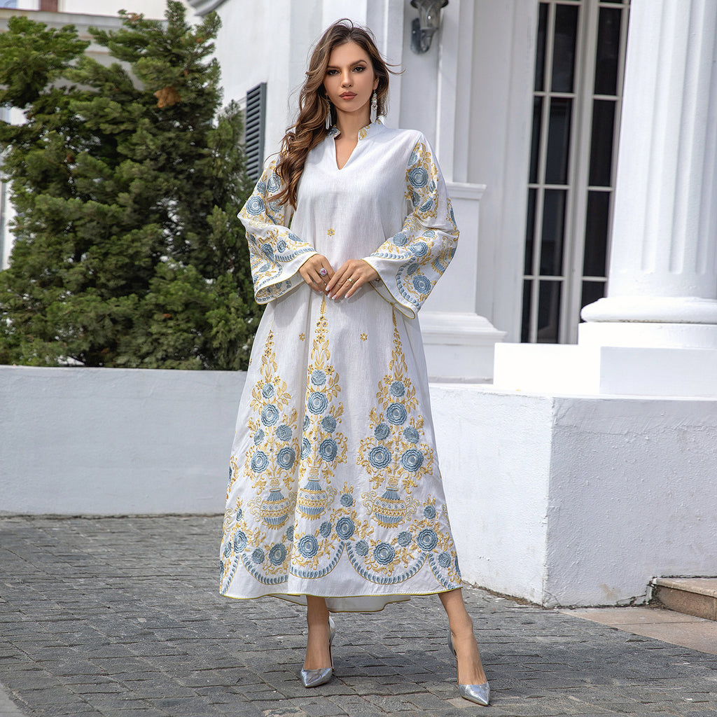 Embroidered Evening Maxi Dress
