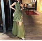 Beaded Chiffon Maxi Dress