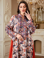 Orange Printed Robe Maxi Dress