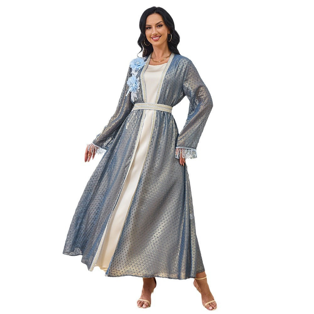 Floral Collar Long-Sleeve Maxi Dress Main image