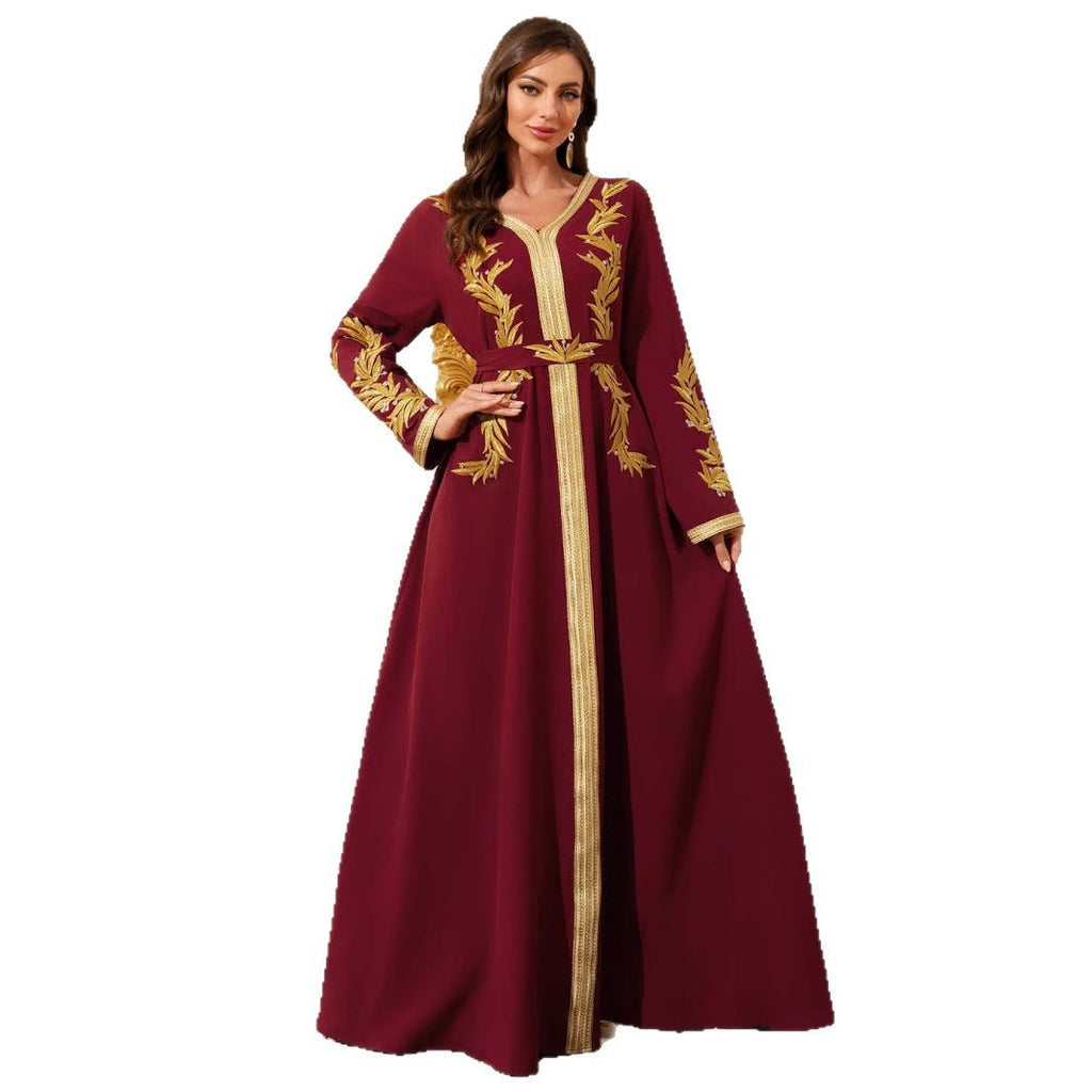 Lace Long-Sleeve Maxi Dress, Burgundy