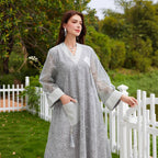 Mesh Tassel Long-Sleeve Maxi Dress