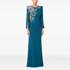 Crystal-Studded Split-Sleeve Maxi Dress for Women