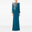 Crystal-Studded Split-Sleeve Maxi Dress for Women