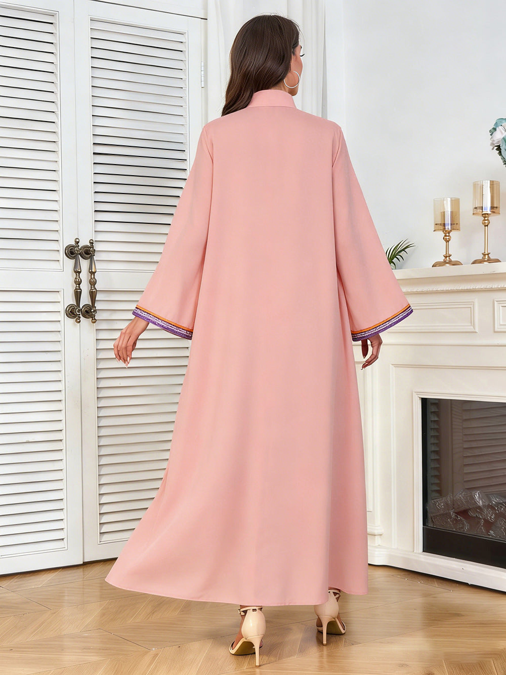 V-Neck Tassel Long-Sleeve Maxi Dress