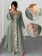 embroidered maxi dress with a modern silhouette for women