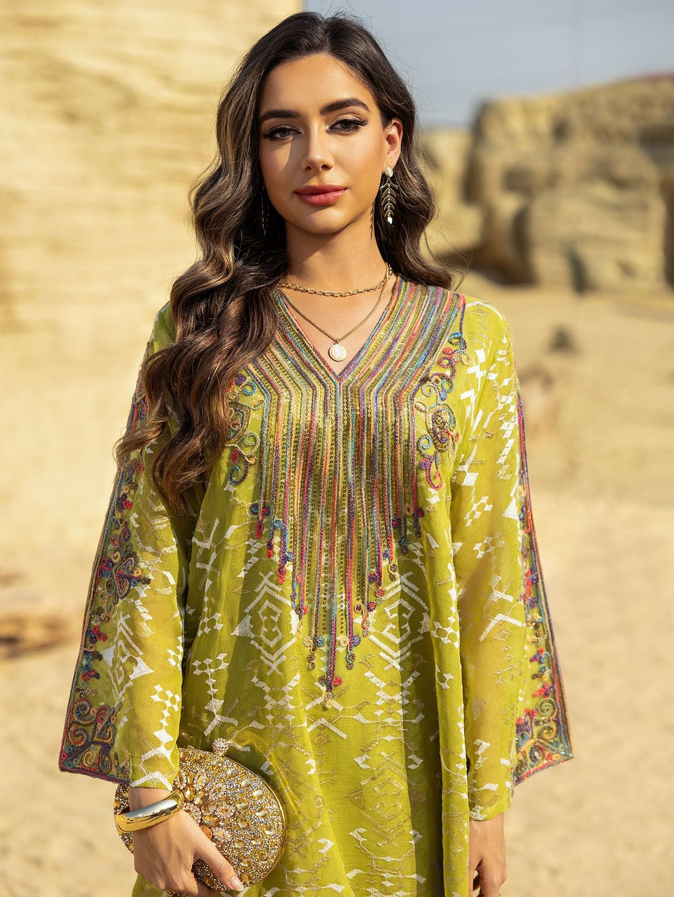 Embroidered Applique Maxi Dress