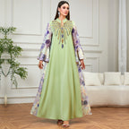 Beaded V-Neck Flared-Sleeve Maxi Dress