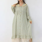 Single-Breasted Long Sleeve Relaxed Midi Dress for Women