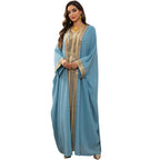 Two-Piece Chiffon Maxi Dress Set, Lace Trim