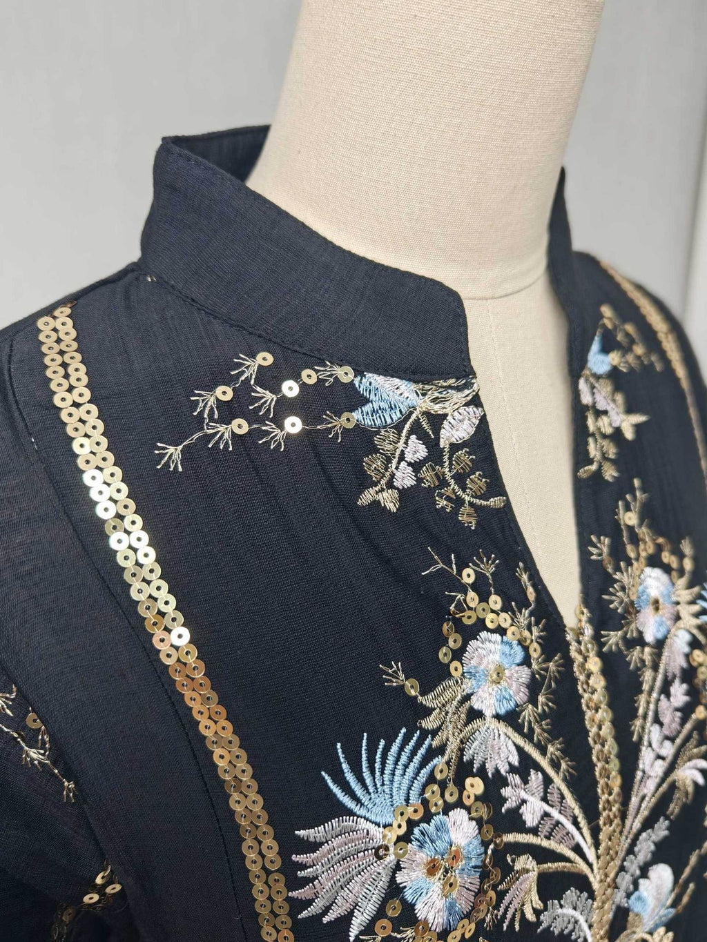 Floral Embroidered V-Neck Maxi Dress