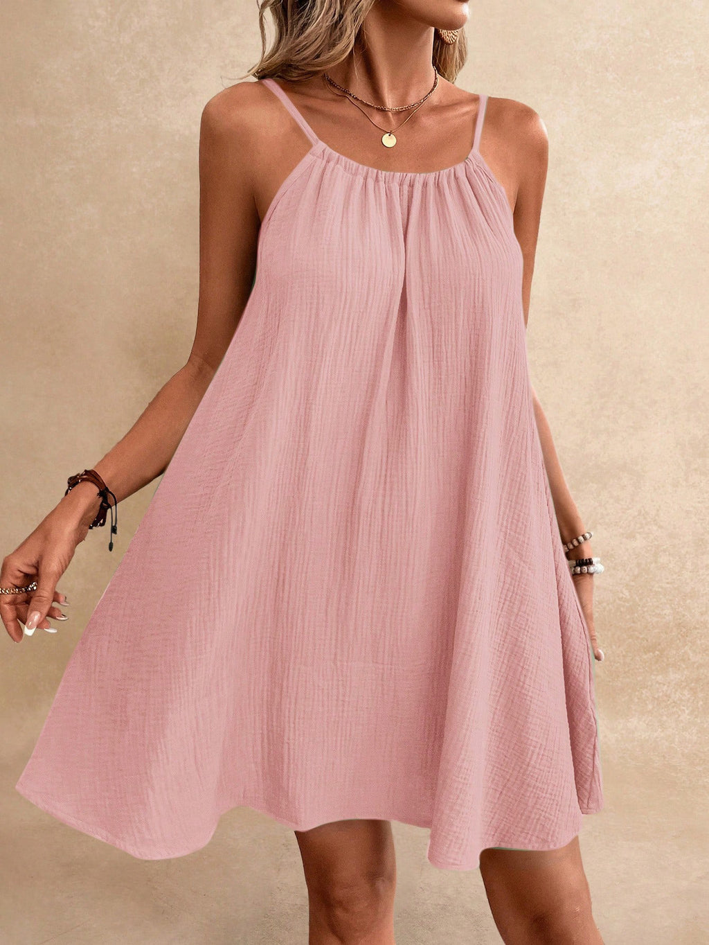Backless Tie-Back Sleeveless Midi Dress