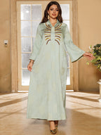 Embroidered V-Neck Maxi Dress