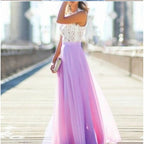 Lace Patchwork Sleeveless Maxi Dress for Women, Round Neck