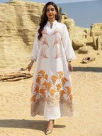 Embroidered Rhinestone Knit Maxi Dress